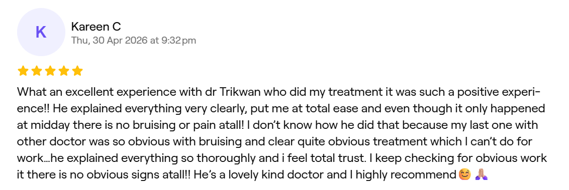 Verified Fresha review — Trikwan Aesthetics